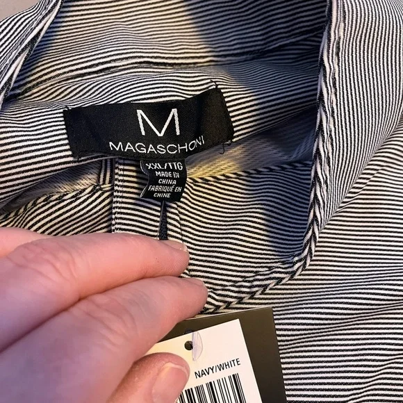 NEW Magaschoni Pullover Men's Size XXL Blue Striped 1/4 Zip Long Sleeve Casual - Picture 3 of 6